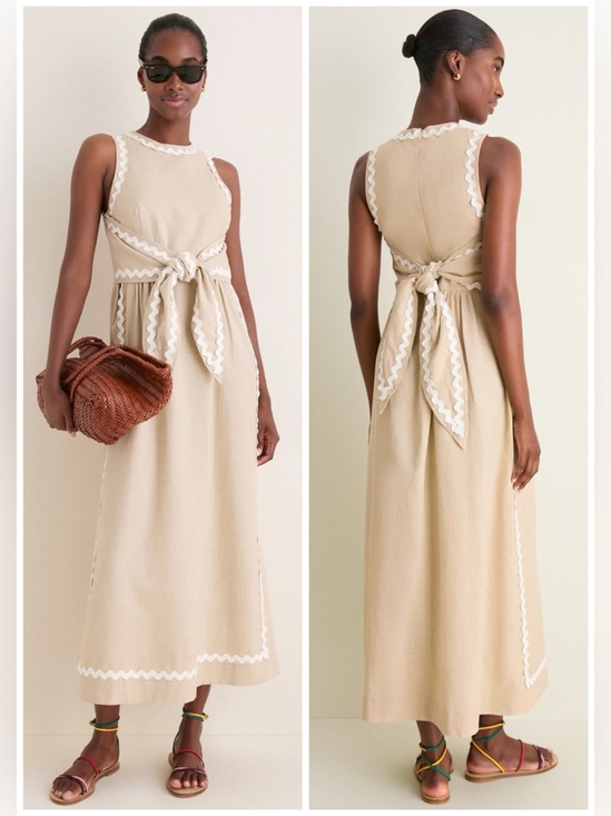 Tuckernuck Dresses & Skirts - TUCKERNUCK Sand Ric Rac Tie Brocks Beige Dress SZ S